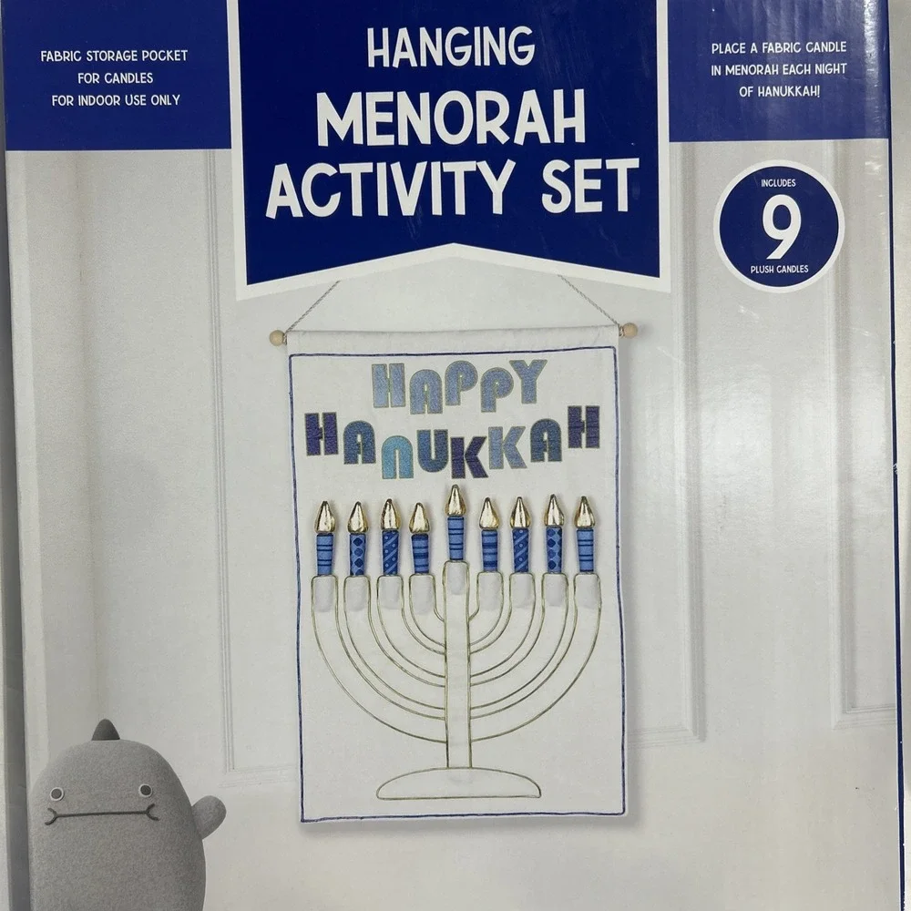 Hanging Fabric Menorah Activity Set With 9 Plush Candles Hanukkah Kids Childrens